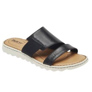 Born Oceana Black Leather Slip-On Fat Slide Sandals Size 7M